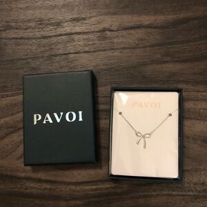 PAVOI Silver Bow Pendant Necklace